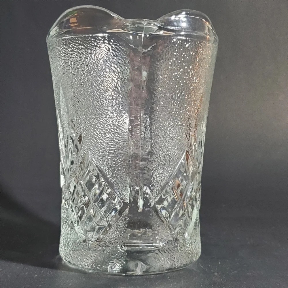 Vintage Glass Creamer, Small Textured Pitcher with 